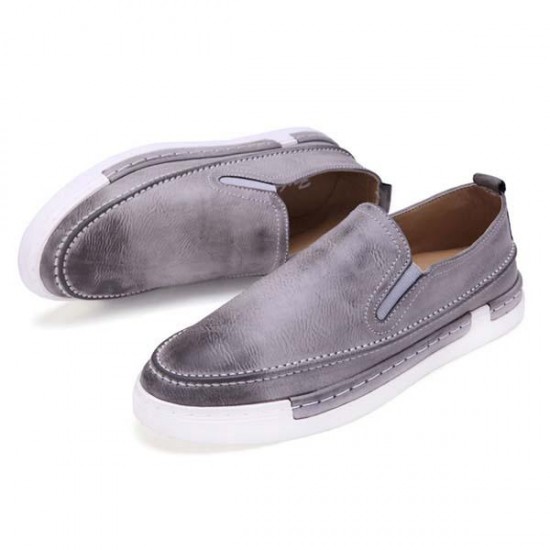 Men Fashion Shoes PU Round Toe Slip On Outdoor Sneakers Vintage Style