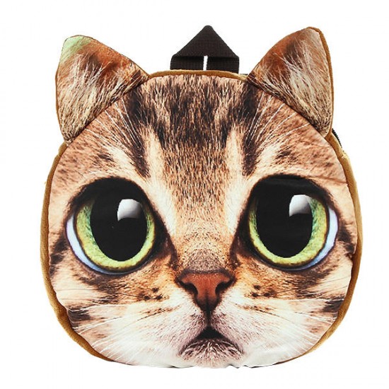 3D Cartoon Dog Cat Face Pattern Women Backpack Animal Schoolbag