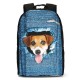 3D Cat Backpack Dog Pattern Denim School Book Bags Travel Bags
