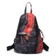 Brenice Cowhide Women Backpack Retro Fashion Buckle Contrast Color Book Bag