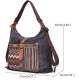 Brenice National Floral Canvas Retro Multifunction Women Shoulder Crossbody Bag Backpack