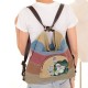 Brenice Women National Lotus Multifunctional Canvas Shoulder Crossbody Bag Striped Backpack