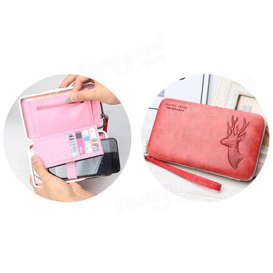 Baellerry Women Faux Leather Multifunctional Card Holder Phone Bag