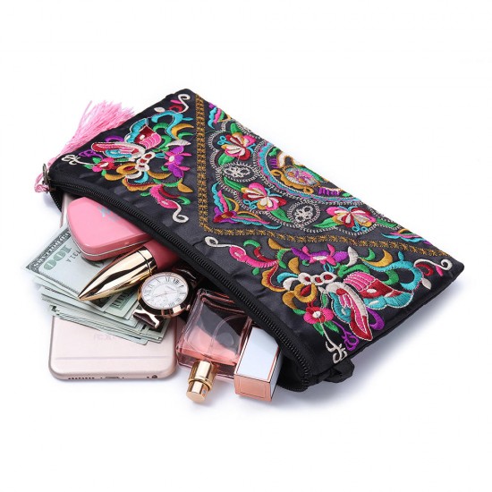 Ethnic Embroidery Flowers Bag Clutch Bag Purse For Women