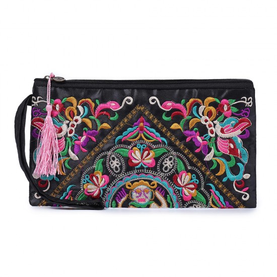 Ethnic Embroidery Flowers Bag Clutch Bag Purse For Women