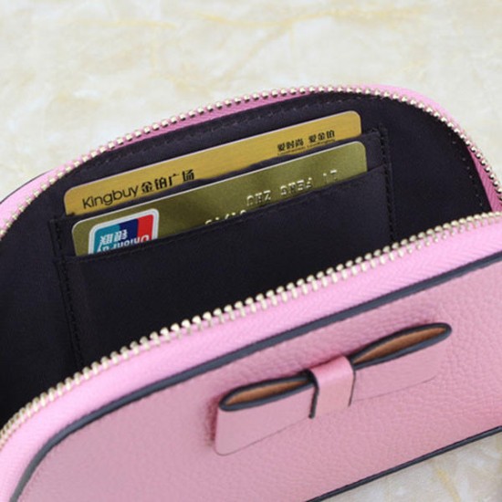 Genuine Leather Bowknot Zipper Clutches Bags Long Wallet Card Holder 5.5'' Phone Bags For IPhone