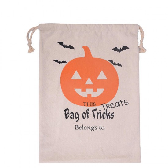 Halloween Bag Canvas Party Halloween Sacks Drawstring Candy Gifts Bag
