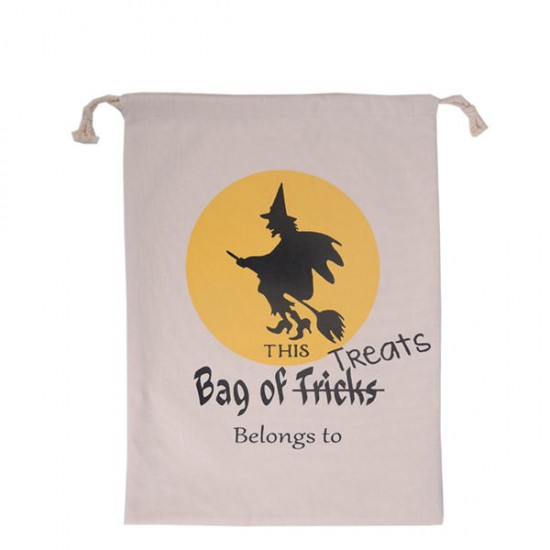 Halloween Bag Canvas Party Halloween Sacks Drawstring Candy Gifts Bag