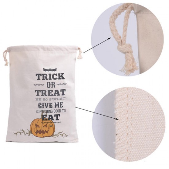 Halloween Bag Canvas Party Halloween Sacks Drawstring Candy Gifts Bag