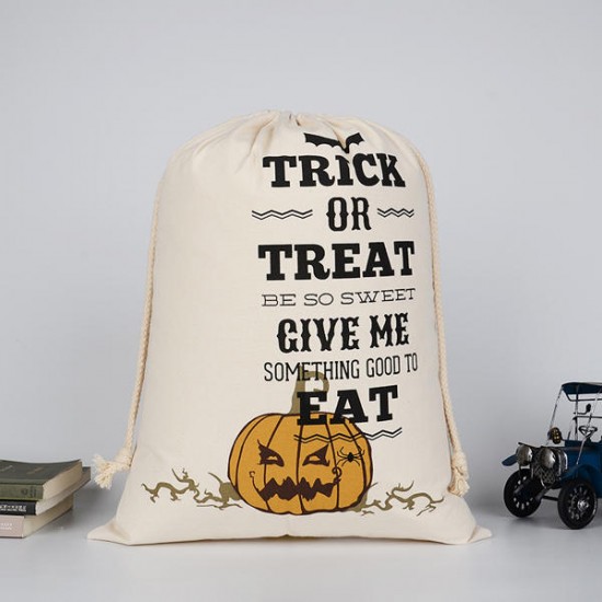 Halloween Bag Canvas Party Halloween Sacks Drawstring Candy Gifts Bag