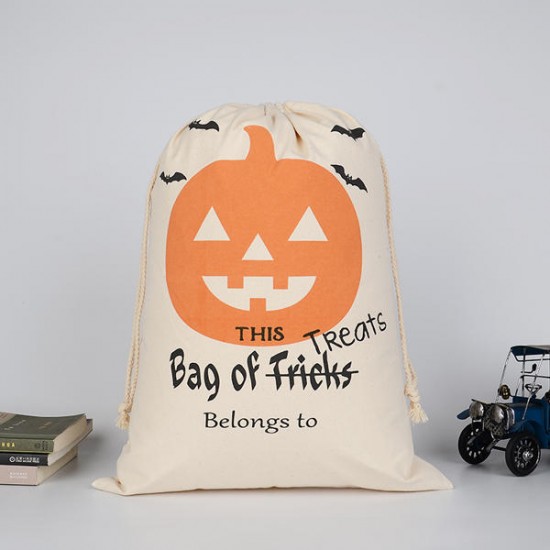 Halloween Bag Canvas Party Halloween Sacks Drawstring Candy Gifts Bag