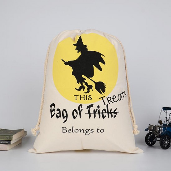 Halloween Bag Canvas Party Halloween Sacks Drawstring Candy Gifts Bag