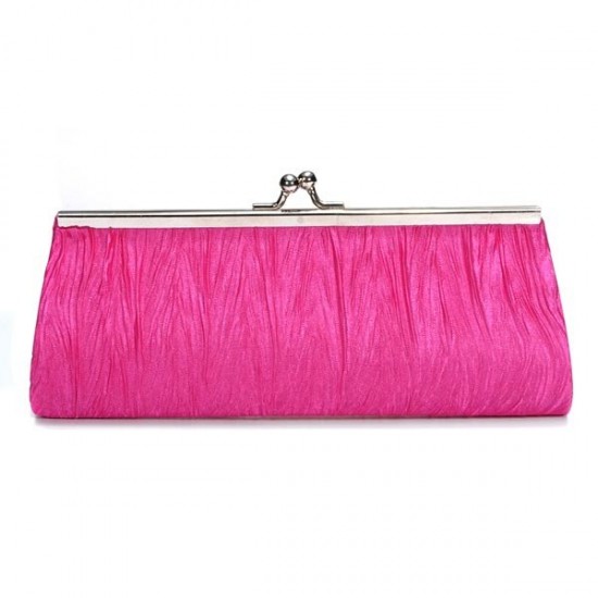 New Elegant Satin Pleated Bridal Evening Clutch Handbag