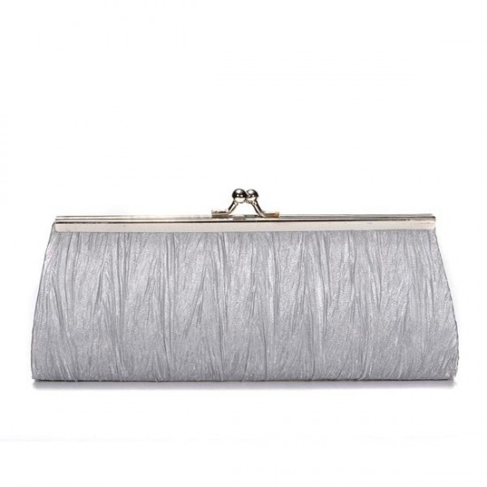 New Elegant Satin Pleated Bridal Evening Clutch Handbag