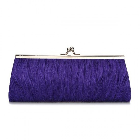 New Elegant Satin Pleated Bridal Evening Clutch Handbag