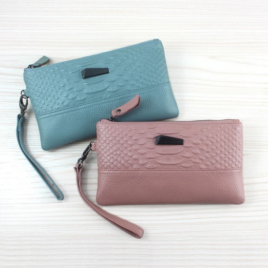 Women Crocodile Genuine Cowhide 6.3 Inches Phone Clutch Wallet Keys Card Coin Holder 6 Colors