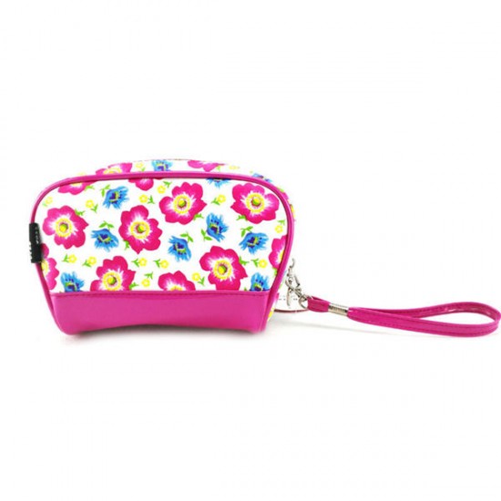 Women Floral Nylon Phone Key Card Clutch Light Makeup Cosmetic Bags