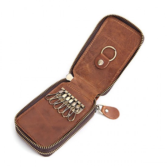 Women Men Double Zipper Large Capacity Waist Car Key Case Clutches Bag