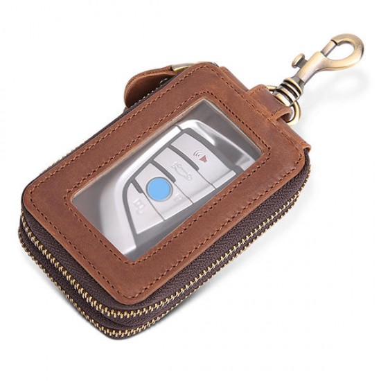 Women Men Double Zipper Large Capacity Waist Car Key Case Clutches Bag