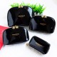 Women PVC Black Cosmetic Bag Casual Travel Clutch Bag