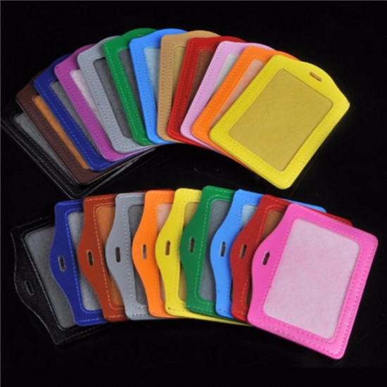 10 Sets Of PU Leather Business ID Card Holder Neck Lanyard Name Card Case