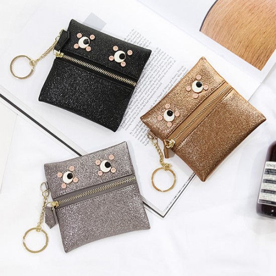 Cartoon Eyes Pearlite Layer Coin Bags Card Holde Key Bags Purse