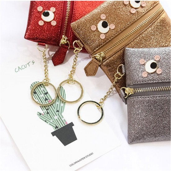 Cartoon Eyes Pearlite Layer Coin Bags Card Holde Key Bags Purse