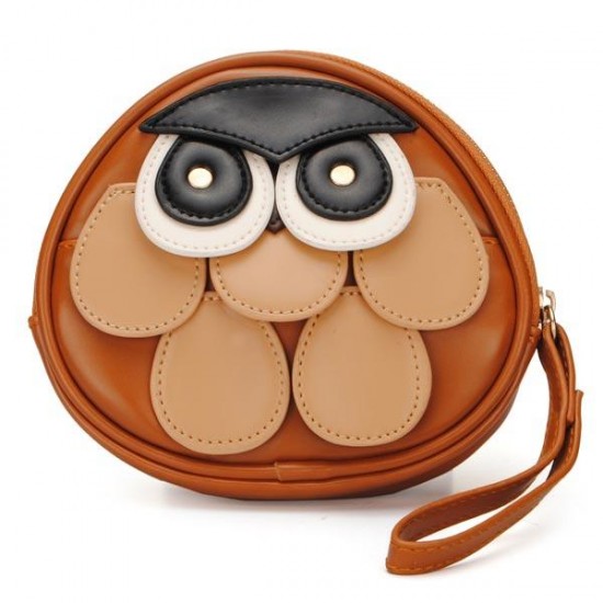 Cute Cartoon Owl Pattern Girls Small Clutch Wallet Coins Bag Purse