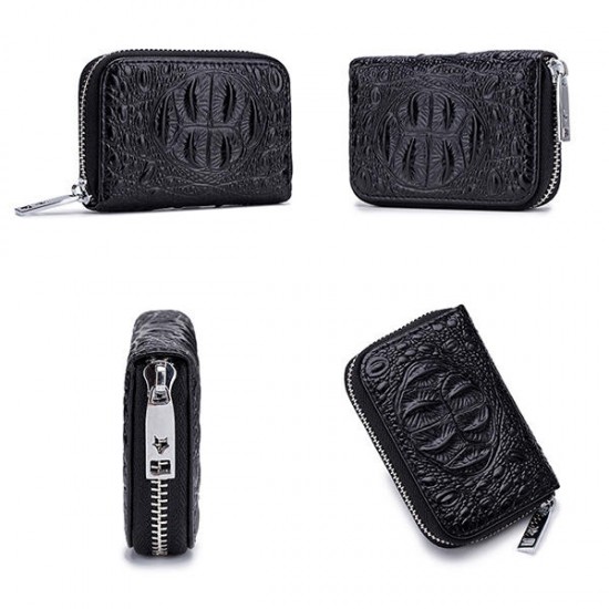 Genuine Leather Crocodile Pattern 12 Card Slot Wallet For Men And Women