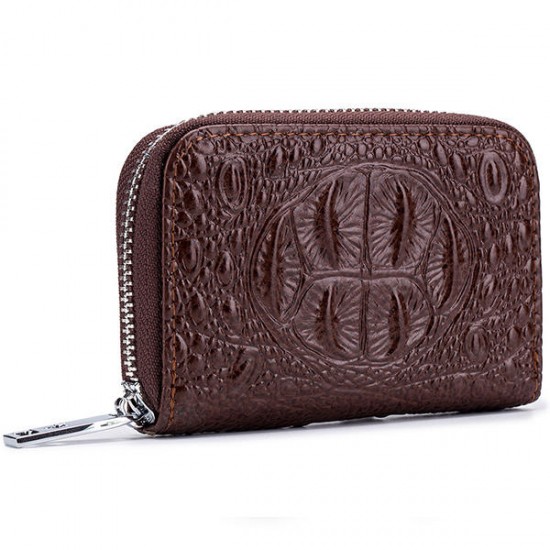 Genuine Leather Crocodile Pattern 12 Card Slot Wallet For Men And Women
