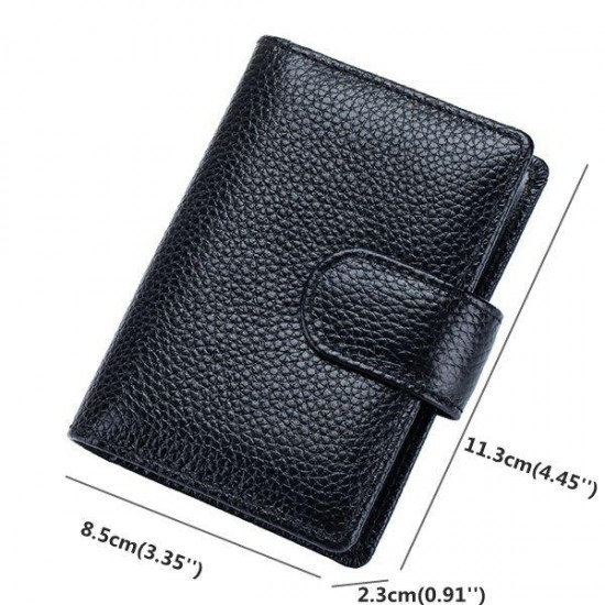 Genuine Leather RFID Blocking Credit Card Holder Hasp Business ID Case