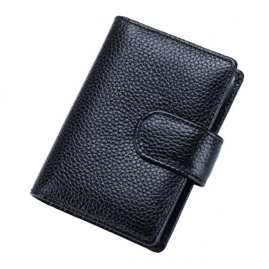 Genuine Leather RFID Blocking Credit Card Holder Hasp Business ID Case