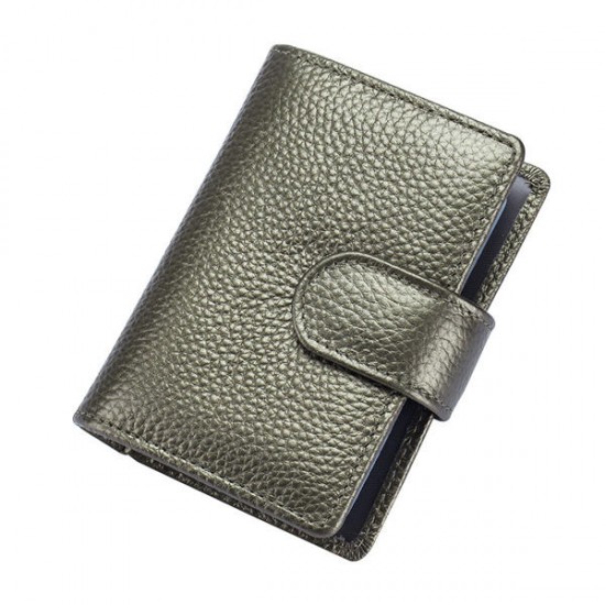 Genuine Leather RFID Blocking Credit Card Holder Hasp Business ID Case