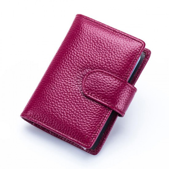 Genuine Leather RFID Blocking Credit Card Holder Hasp Business ID Case