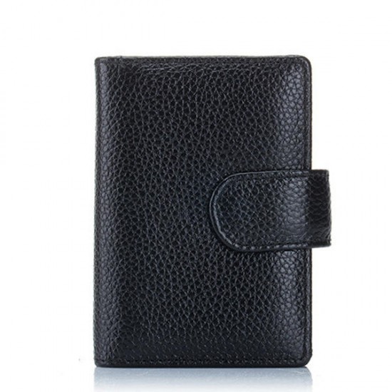 Genuine Leather RFID Blocking Credit Card Holder Hasp Business ID Case