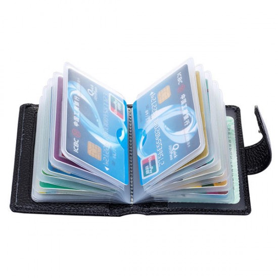 Genuine Leather RFID Blocking Credit Card Holder Hasp Business ID Case