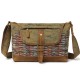 Brenice Men Women Canvas Genuine Leather Retro Fashion Printing Shoulder Crossbody Bag