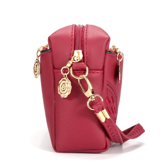 Brenice Women Faux Leather Fashion Embroidered Handbag Shoulder bag