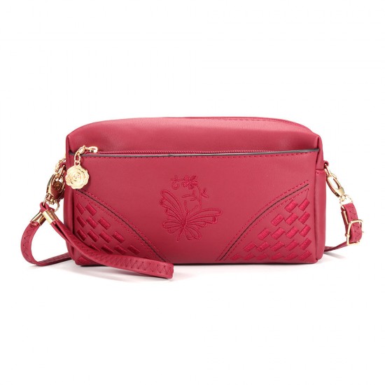 Brenice Women Faux Leather Fashion Embroidered Handbag Shoulder bag