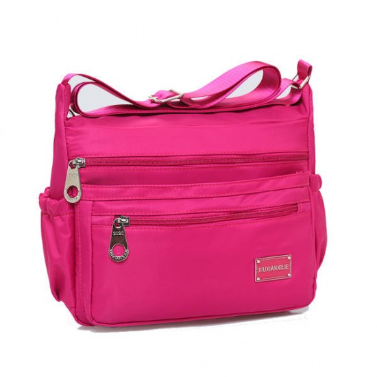 Large Multilayer Zipper Pockets Light Shoulder Bags Nylon Waterproof Crossbody Messenger Bags