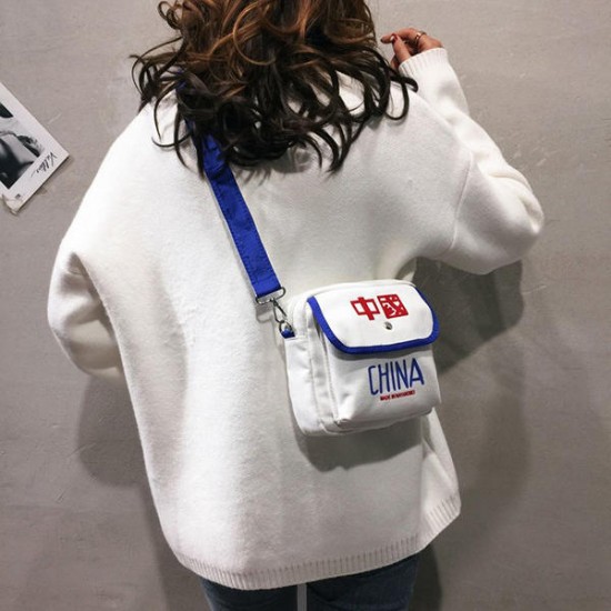 Women Canvas Hip-hop Character Shoulder Bag Phone Bag