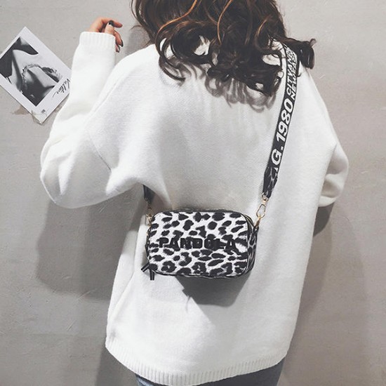 Women Faux Leather Leopard Pattern Phone Bag Shoulder Bag