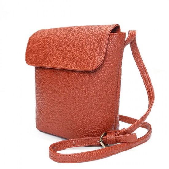 Women Stylish Pure Color Bucket Bag 5.5inch Phone Bag Shoulder Bag Crossbody Bag
