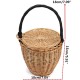 100% Handmade Straw Woven Tote Wicker Bag With Lid Bamboo Basket Handbag