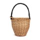 100% Handmade Straw Woven Tote Wicker Bag With Lid Bamboo Basket Handbag