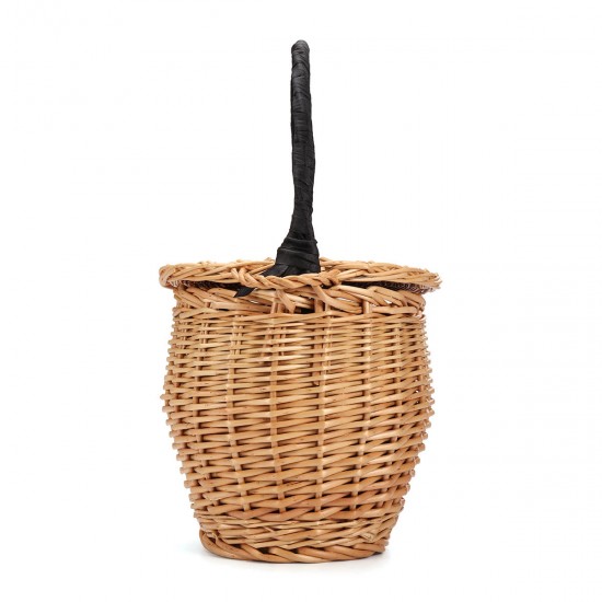 100% Handmade Straw Woven Tote Wicker Bag With Lid Bamboo Basket Handbag