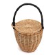 100% Handmade Straw Woven Tote Wicker Bag With Lid Bamboo Basket Handbag