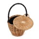 100% Handmade Straw Woven Tote Wicker Bag With Lid Bamboo Basket Handbag