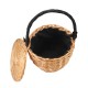 100% Handmade Straw Woven Tote Wicker Bag With Lid Bamboo Basket Handbag