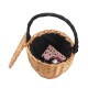 100% Handmade Straw Woven Tote Wicker Bag With Lid Bamboo Basket Handbag